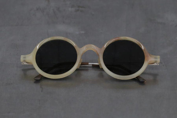 RIGARDS*UMA WANG joint horn wire cutting handmade + β titanium temples RG00UW11 series RG-RG00UW11-HP amber frame polished dark gray piece
